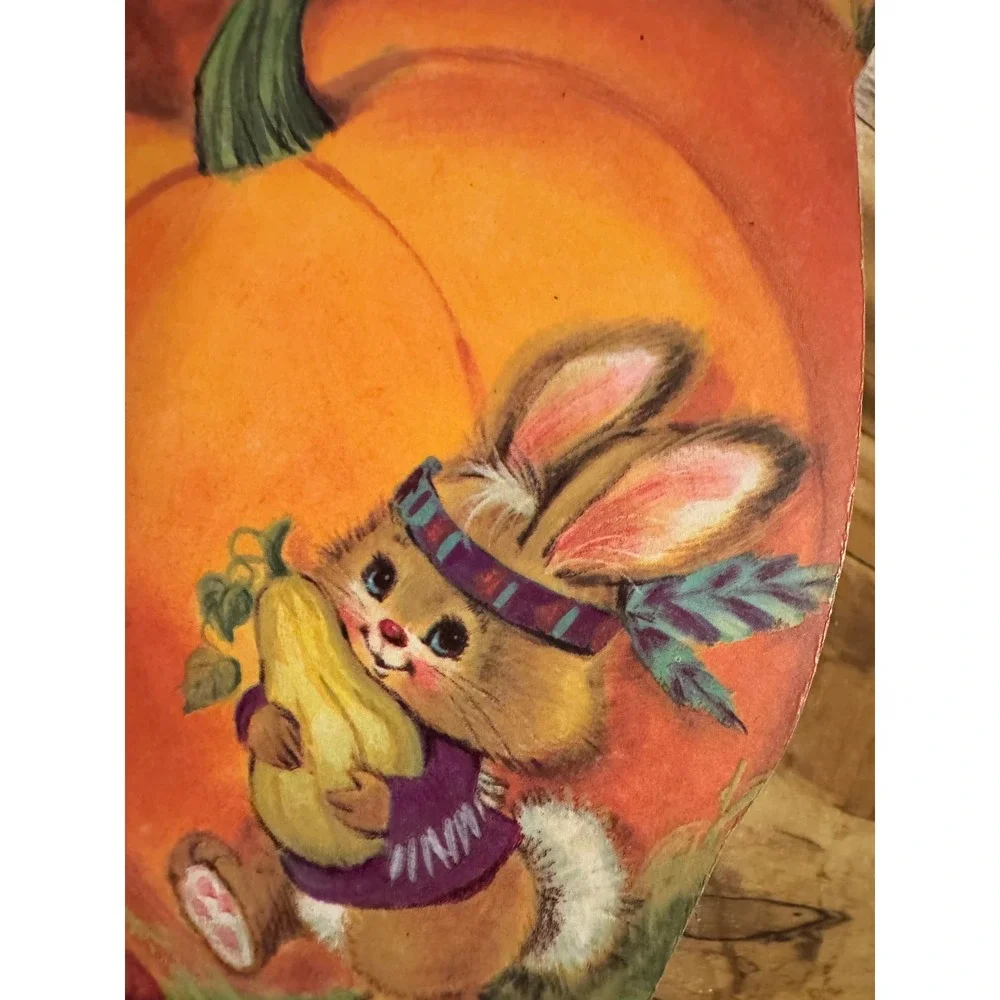 Vintage‎ Thanksgiving Harvest Fall Cardboard Cutouts New Old Stock Lot of 3